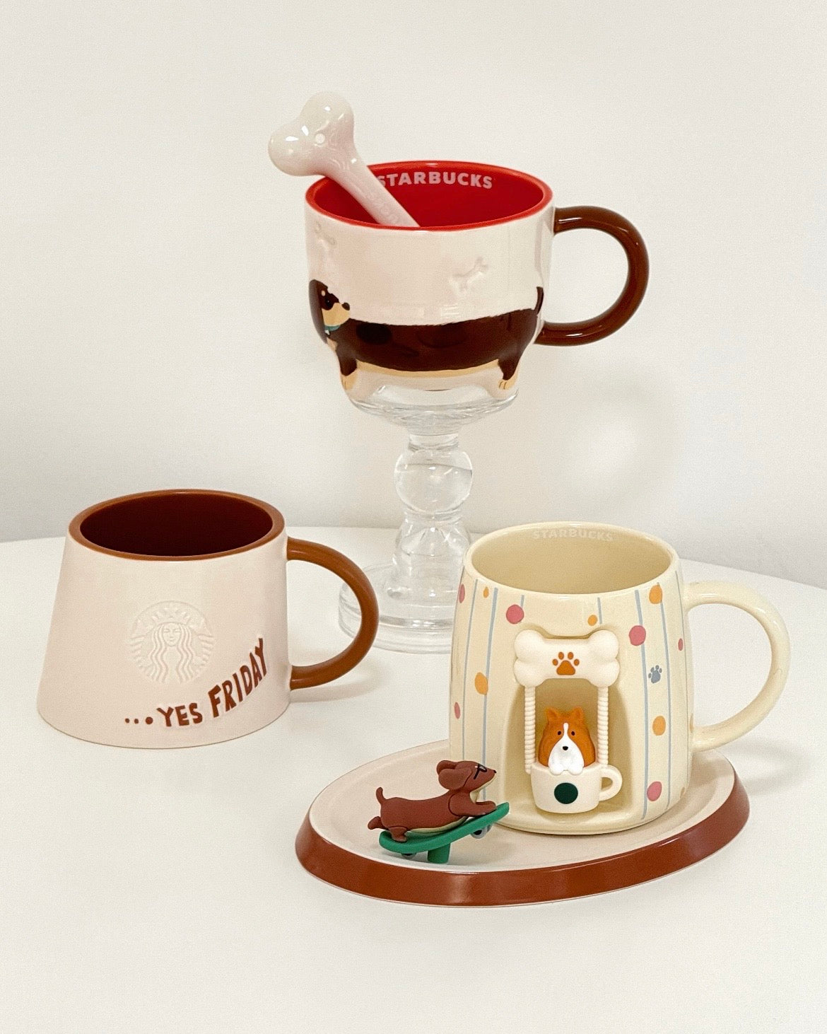 Starbucks China 2026 Paws Series 13oz Dachshund Shaped Ceramic Mug With Stirrer