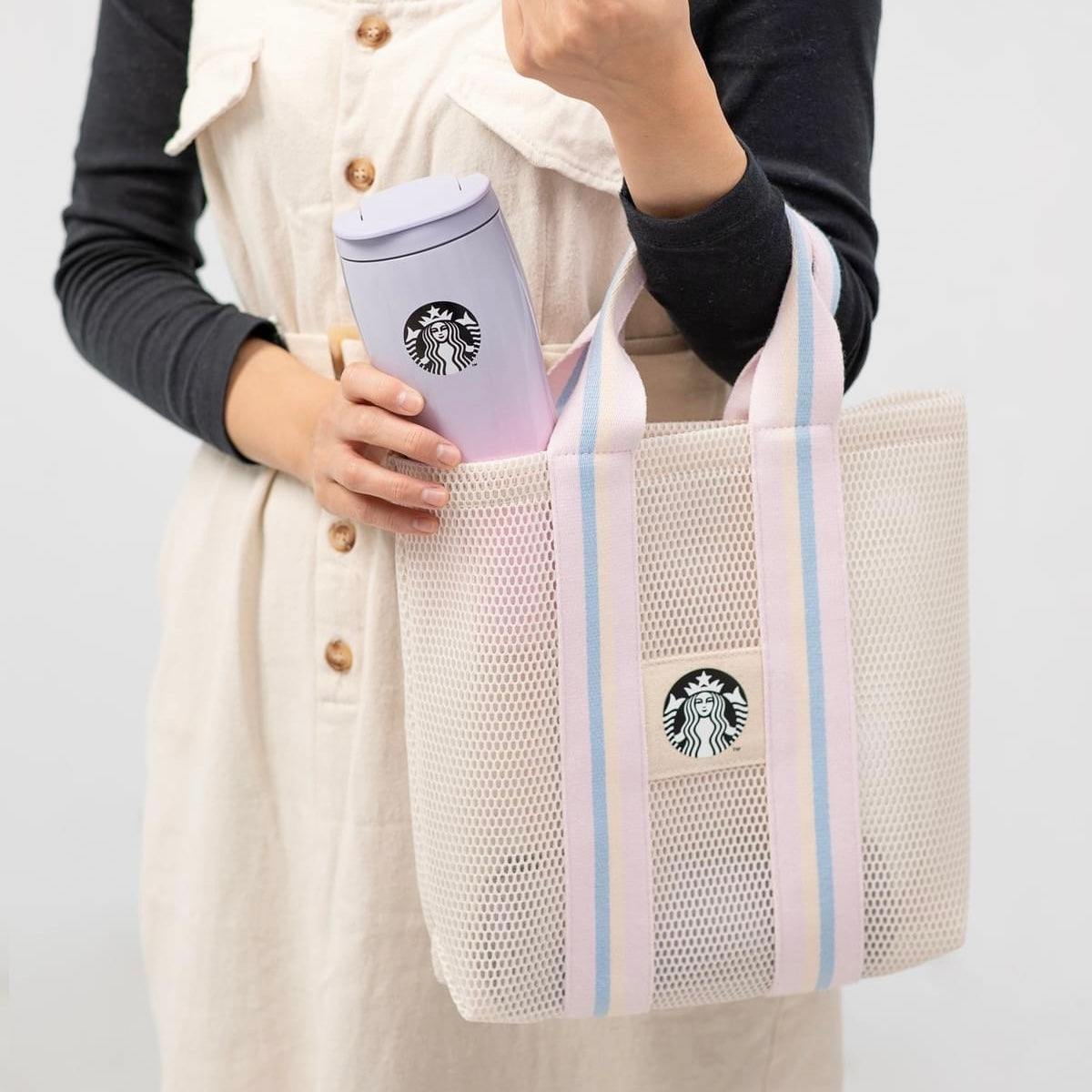 Starbucks Taiwan white mesh tote bag