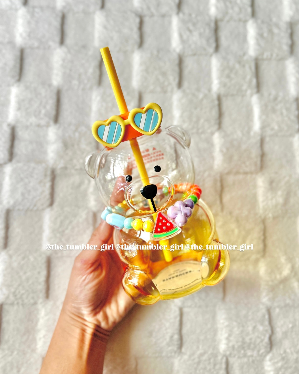 Starbucks China Exclusive 25oz Summer Tropical Cute Bear Glass Cold Cup (READY TO SHIP)