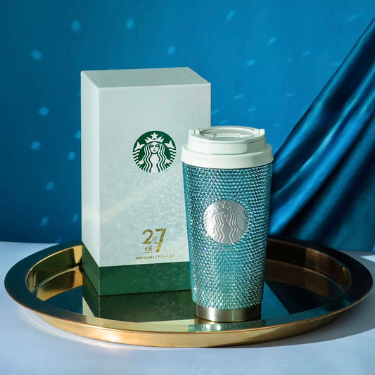 Starbucks Taiwan Exclusive 16oz Tiffany Blue Rhinestones Stainless Steel Tumbler (READY TO SHIP)