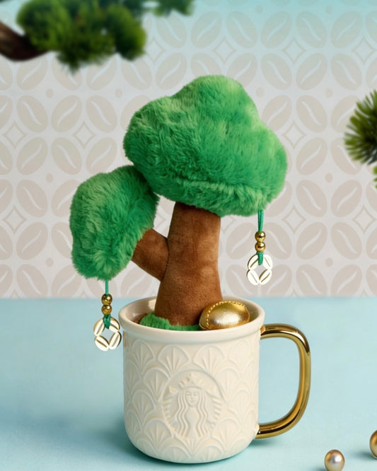 Starbucks China 13oz Ceramic Mug with Fortune Tree Plushie (READY TO SHIP)