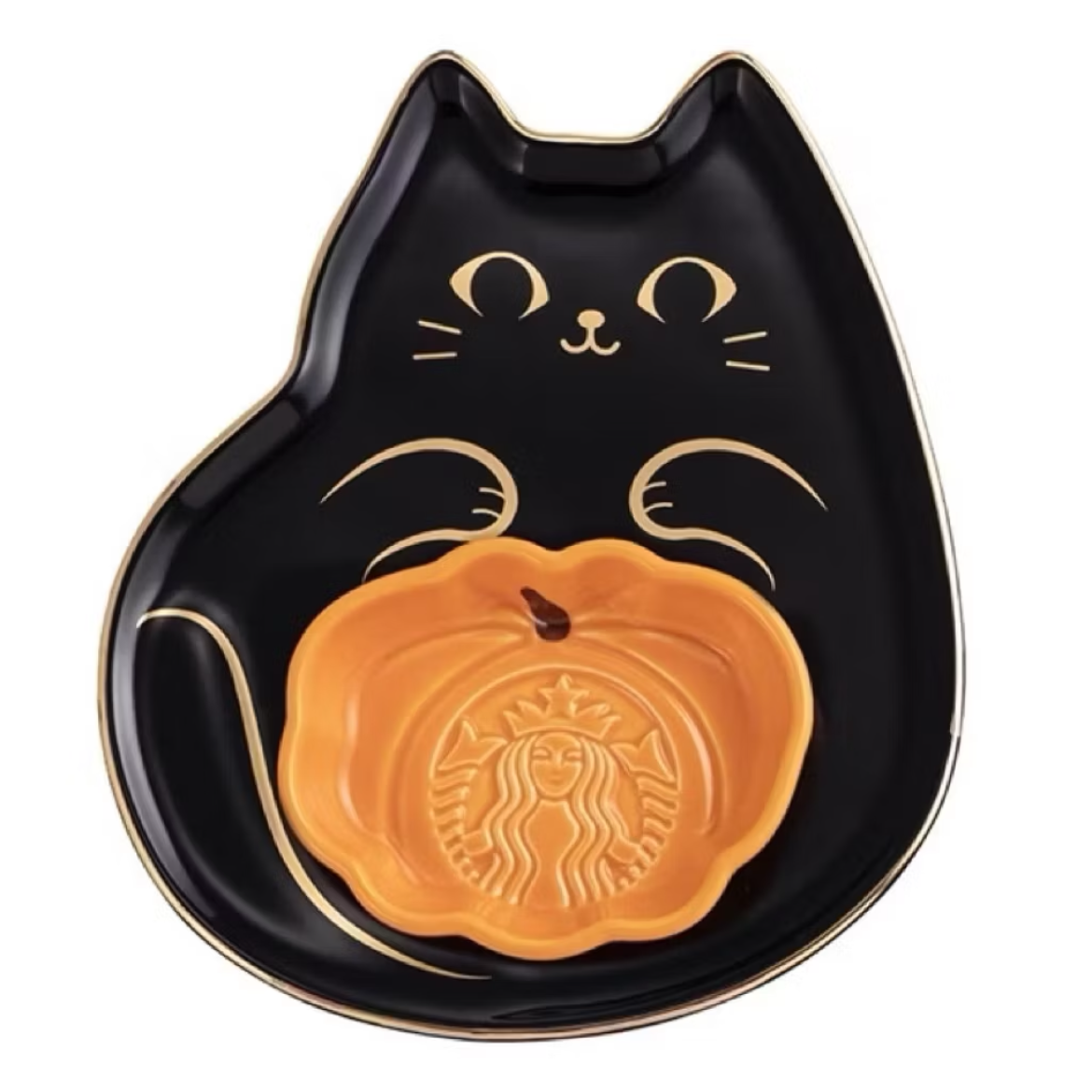 Starbucks Taiwan Black Cat & Pumpkin Snack Plate Set (ships late March)