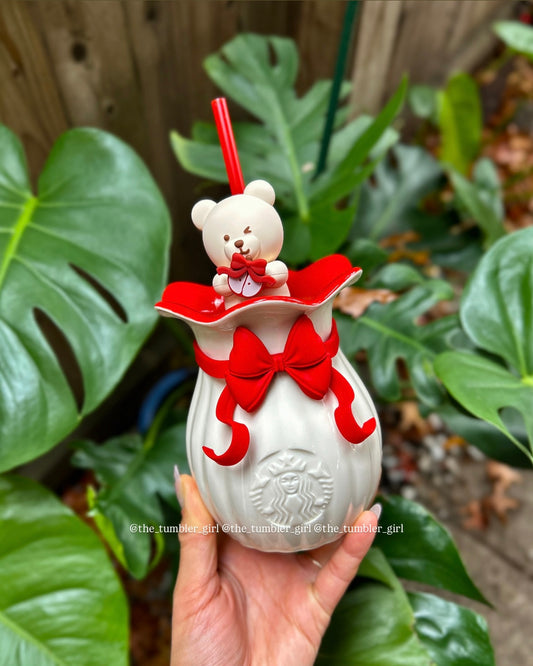 Starbucks China 14oz Bear Ceramic Cup with Red Bow (READY TO SHIP)