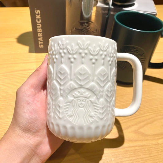 Starbucks China Limited Edition Embossed White Ceramic Mug 14oz