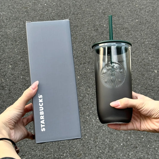 *NEW* Starbucks China exclusive black gradient frosted triangle glass cup 16oz