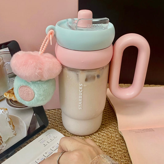 Starbucks China Summer Succulent 32oz Plastic Straw Cup With Keychain Charm