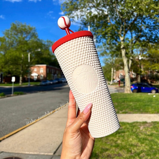 *VERY LIMITED* Starbucks Taiwan exclusive Baseball studded 24oz Tumbler (baseball straw topper included)