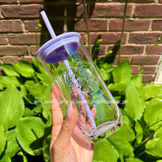 Starbucks China Exclusive 16oz Lavender Purple Triangle Glass Cold Cup (READY TO SHIP)