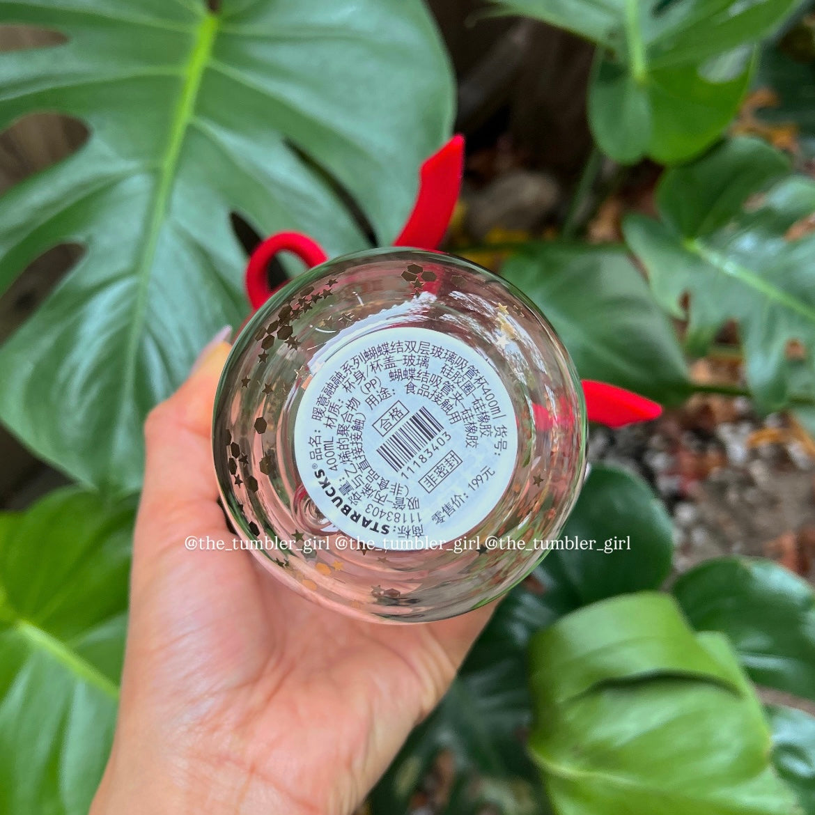 Starbucks China 2025 Holiday 14oz Red Bow Double Wall Glass Cold Cup (READY TO SHIP)