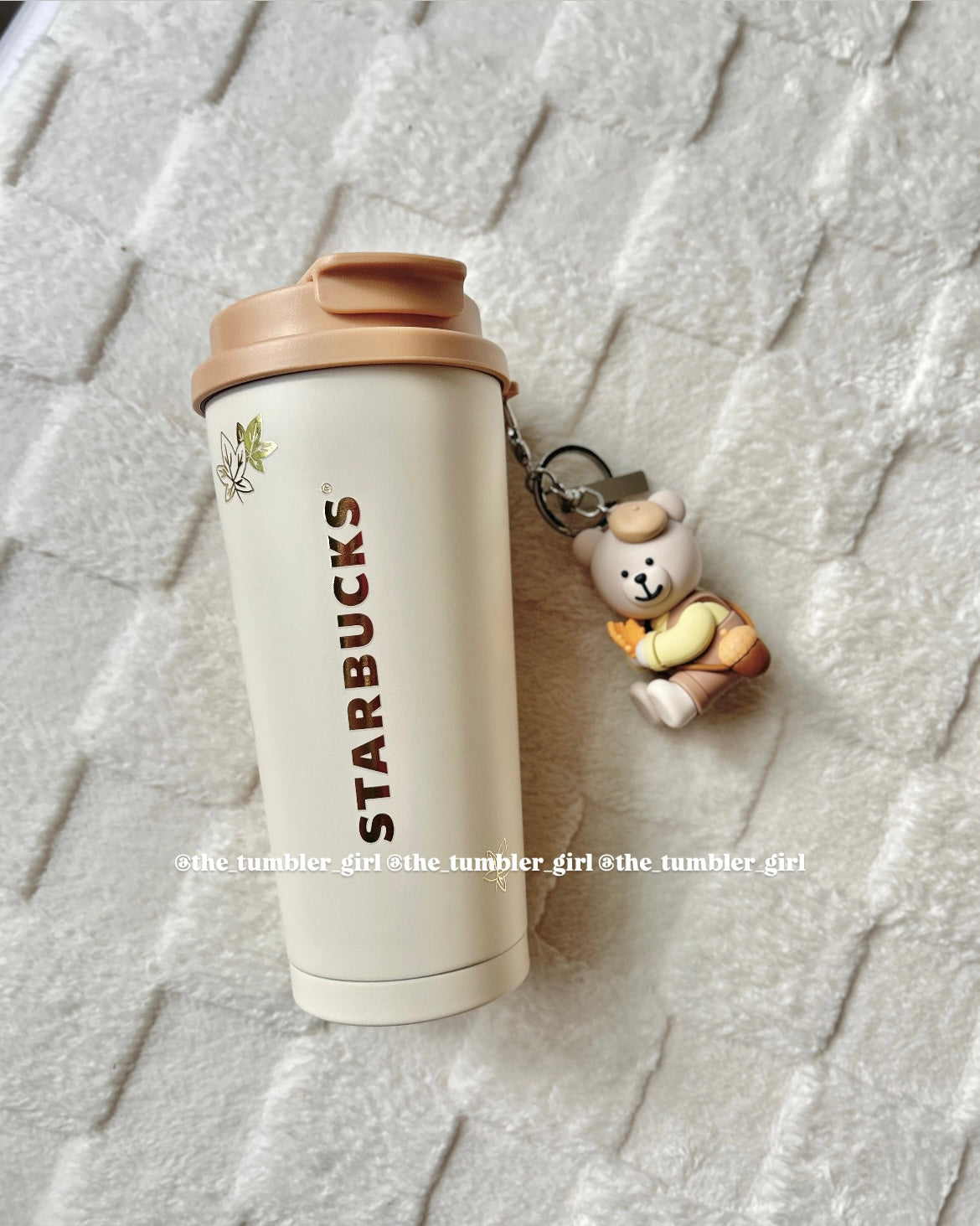 Starbucks China 16oz Autumn Cute Bear Keychain Stainless Steel Tumbler  (READY TO SHIP)