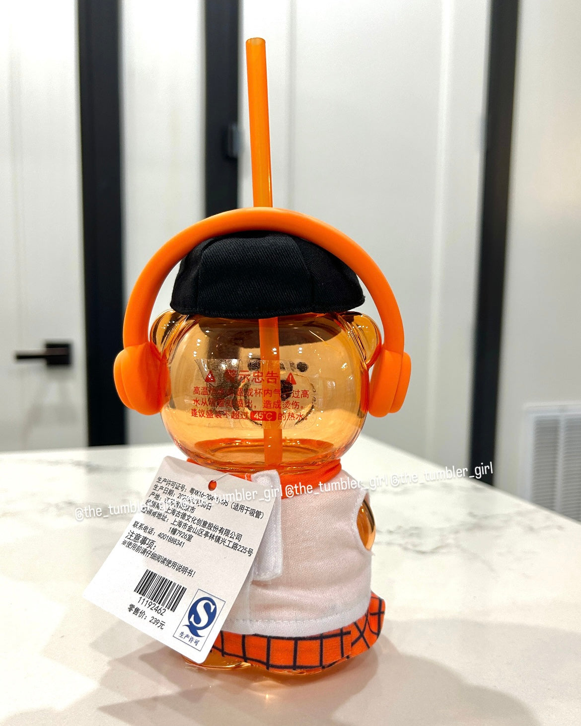 2026 China Shanghai Exclusive Orange Bearista Glass Cold Cup (READY TO SHIP)