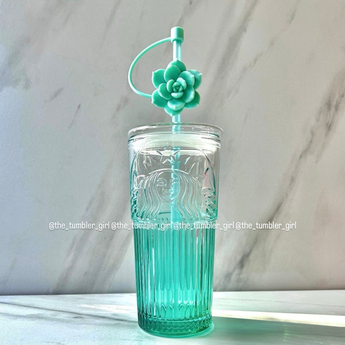 Starbucks China Exclusive 18oz Jade Green Gradient Glass Cold Cup (READY TO SHIP)