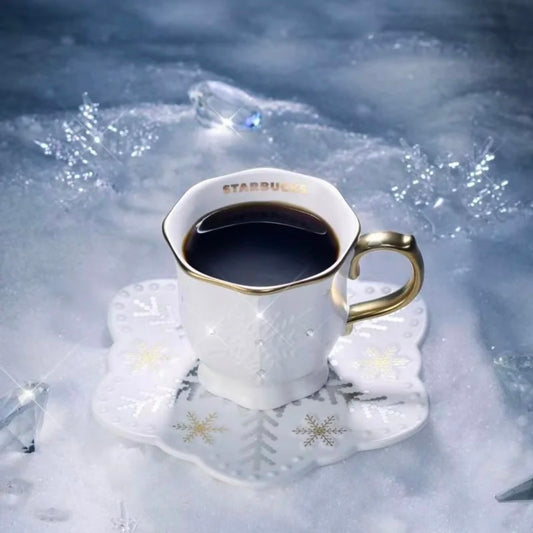 Starbucks China 2025 Snowy Wonderland Series 9oz Snowflake Ceramic Mug and Plate (Ships Mid-Dec.)
