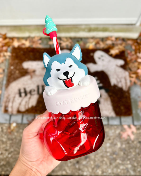 Starbucks China Exclusive Christmas Husky Glass Cold Cup 20oz (READY TO SHIP)