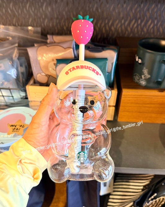 2026 Taiwan Release Pink Drink Bearista Glass Cold Cup (Ships within 1 week )