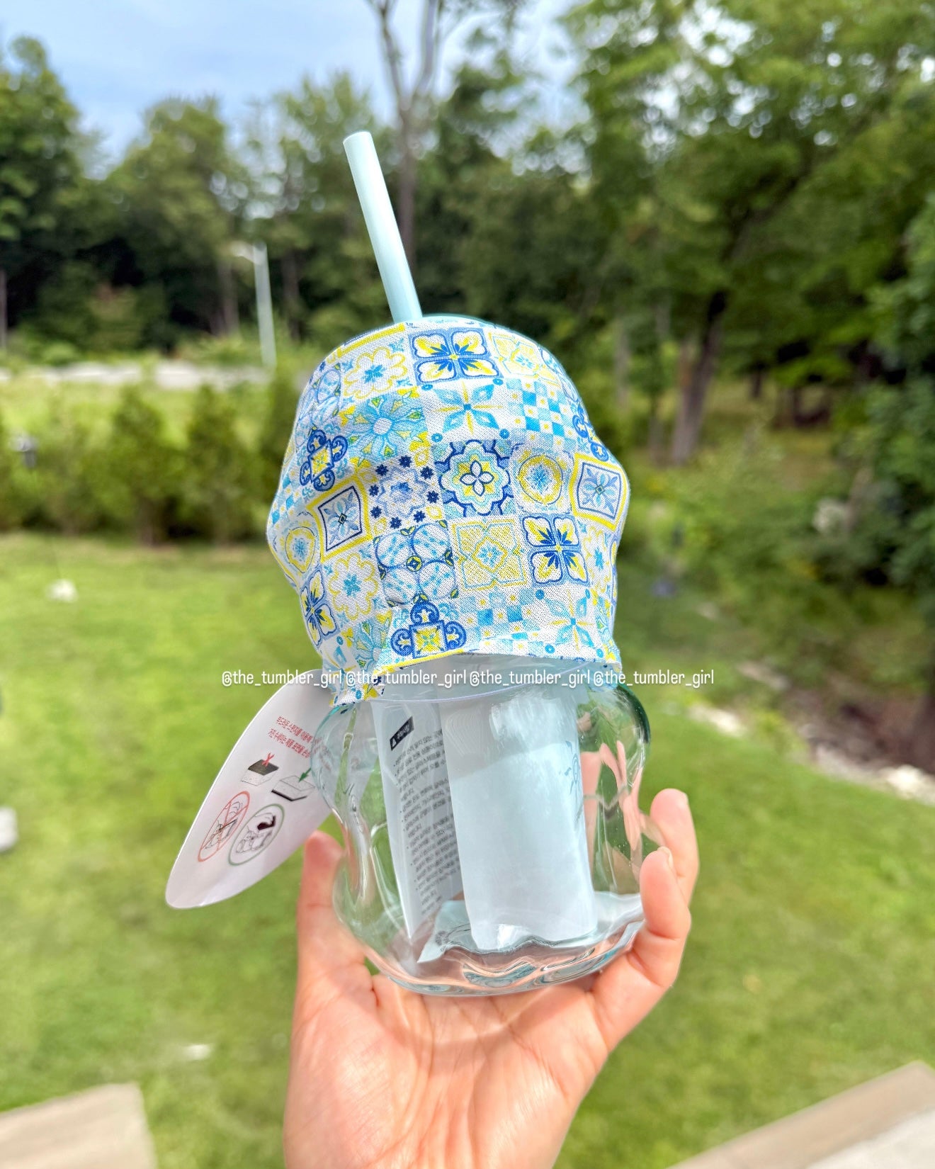 2026 Korea Exclusive Summer Blue 20oz Bearista Glass Cold Cup (READY TO SHIP)