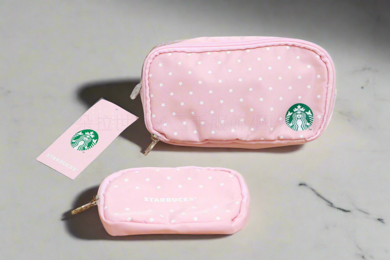 Starbucks Taiwan Exclusive Sakura Pink Versatile Travel Pouch Duo Set