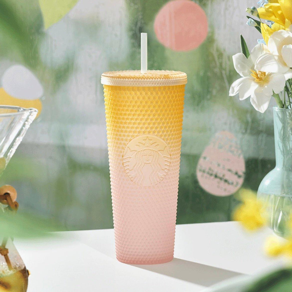 Starbucks China exclusive yellow pink soft touch studded