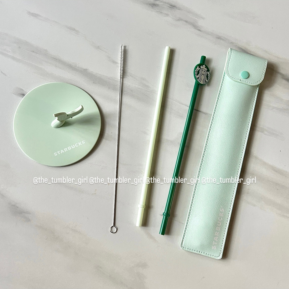 Starbucks China mint straw set with mermaid silicone lid