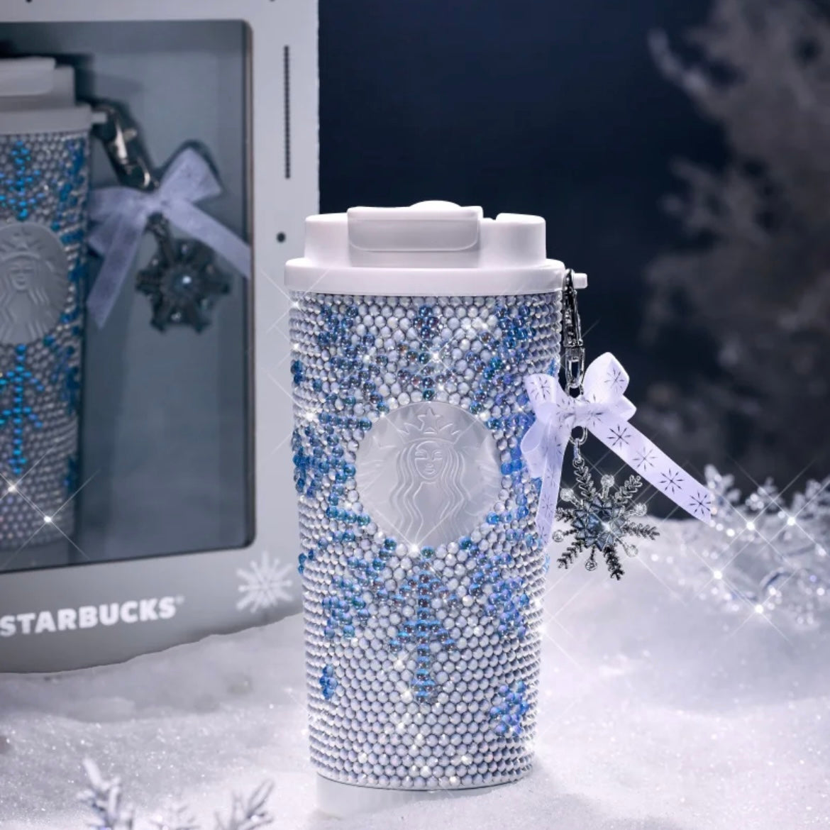 Starbucks China 2025 Snowy Wonderland Series Snowflake Rhinestone Stainless Steel Tumbler (Ships Mid-Dec.)