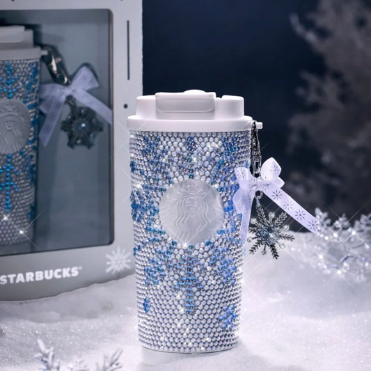 Starbucks China 2025 Snowy Wonderland Series Snowflake Rhinestone Stainless Steel Tumbler (Ships Mid-Dec.)