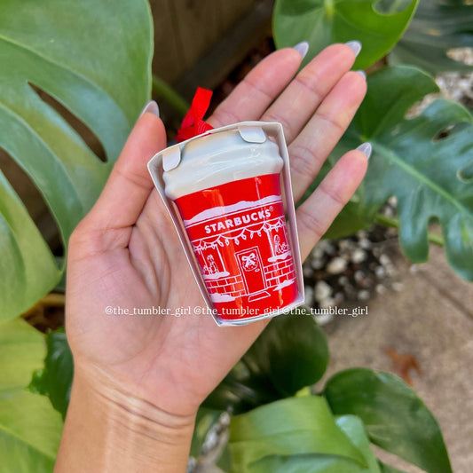 Starbucks 2025 Holiday Red Ceramic Mini Hot Cup ‘Cheers!’ Tree Ornament (READY TO SHIP)