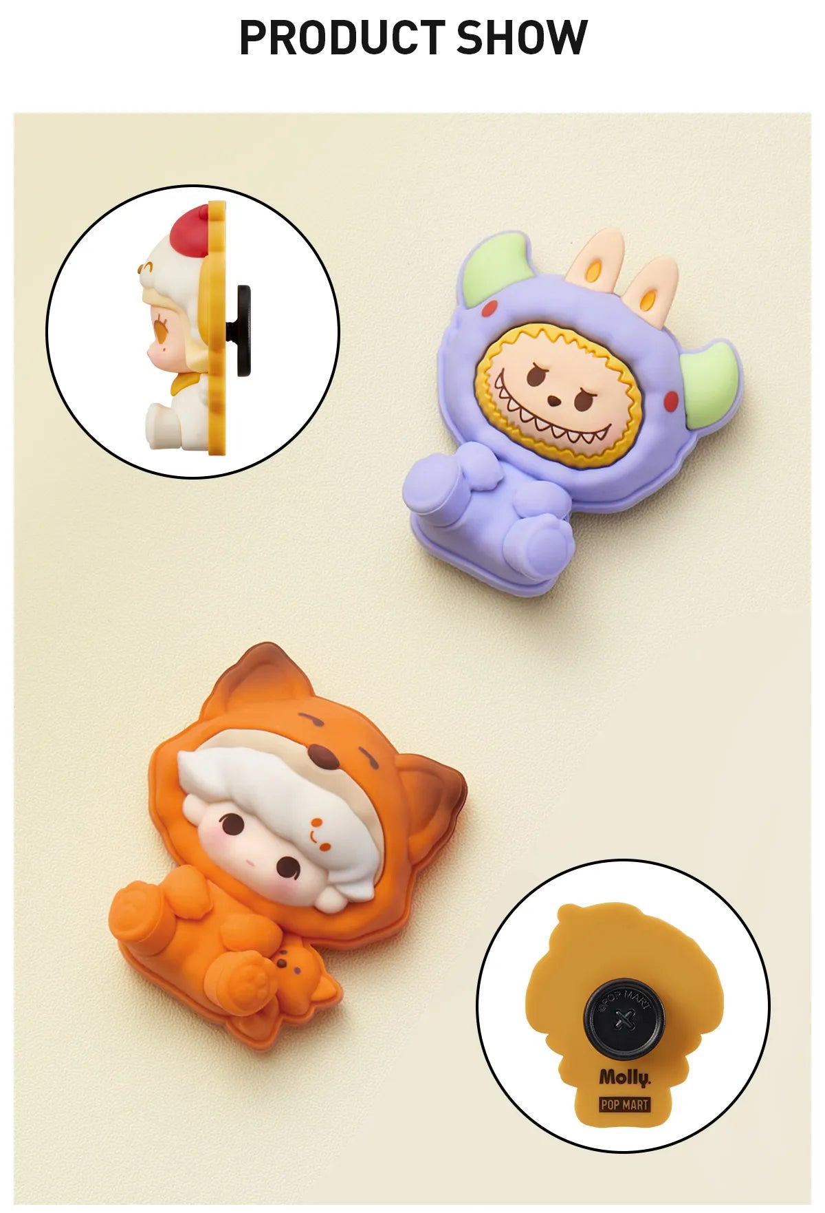 Pop Mart Bubble Cute Particle Pajama Party Series Decorative Buckle Set