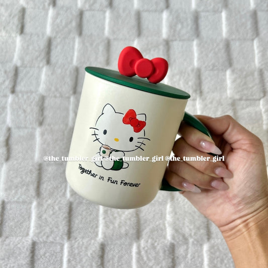 Starbucks Taiwan x Hello Kitty 50th Anniversary 16oz mug with red bow lid (READY TO SHIP)