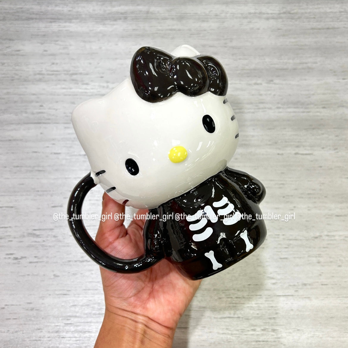 Halloween Hello Kitty BLACK Skeleton Figural Mug