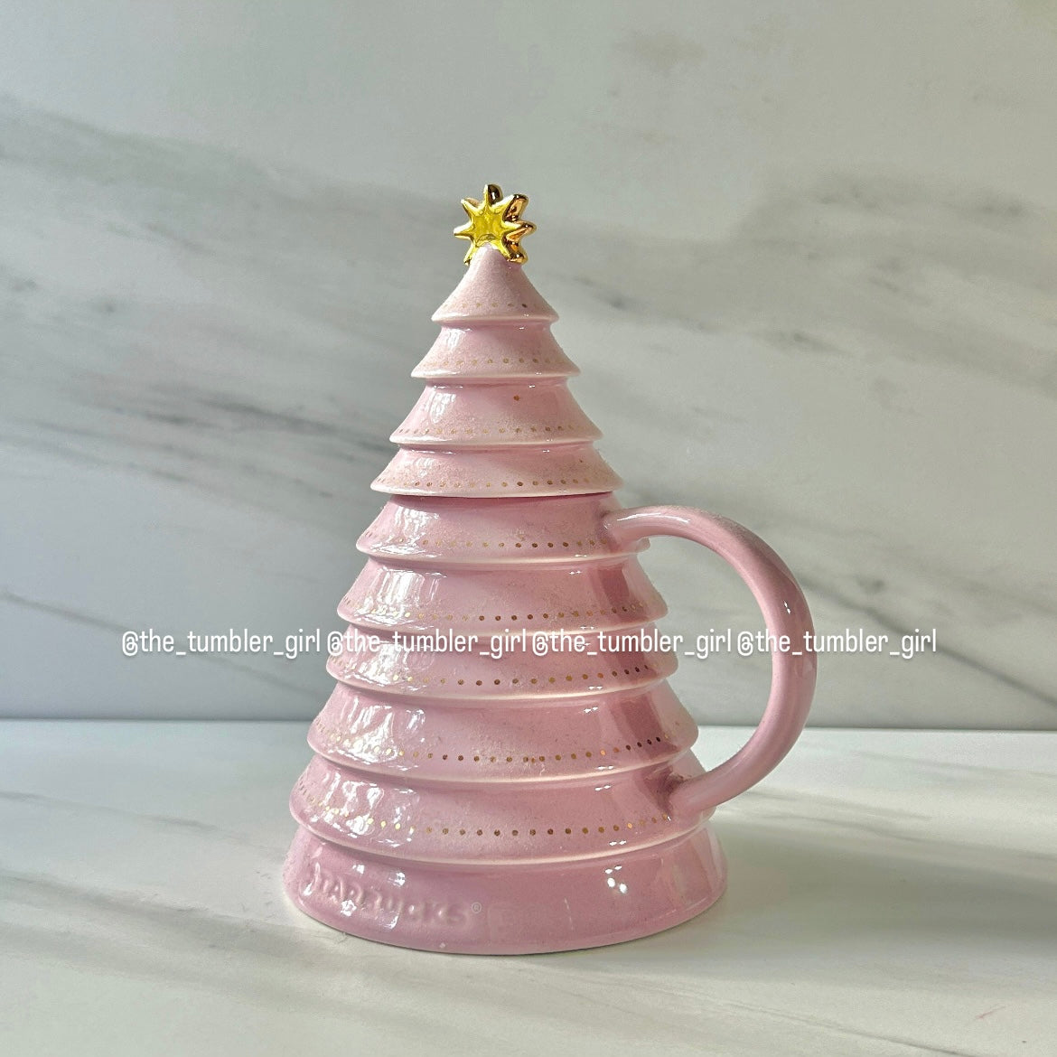 Starbucks overseas pink Christmas tree mug 12oz