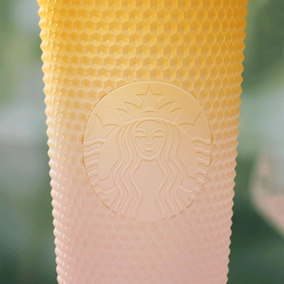 Starbucks China exclusive yellow pink soft touch studded