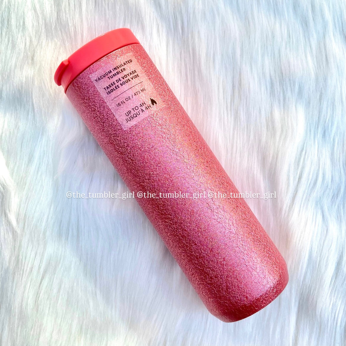 Starbucks 16oz Coral Pink Glitter Vacuum Insulated Tumbler