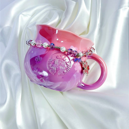 Starbucks China Sakura Cherry Blossom Ceramic Mug 12oz with Pink Charm (Ships Early April)