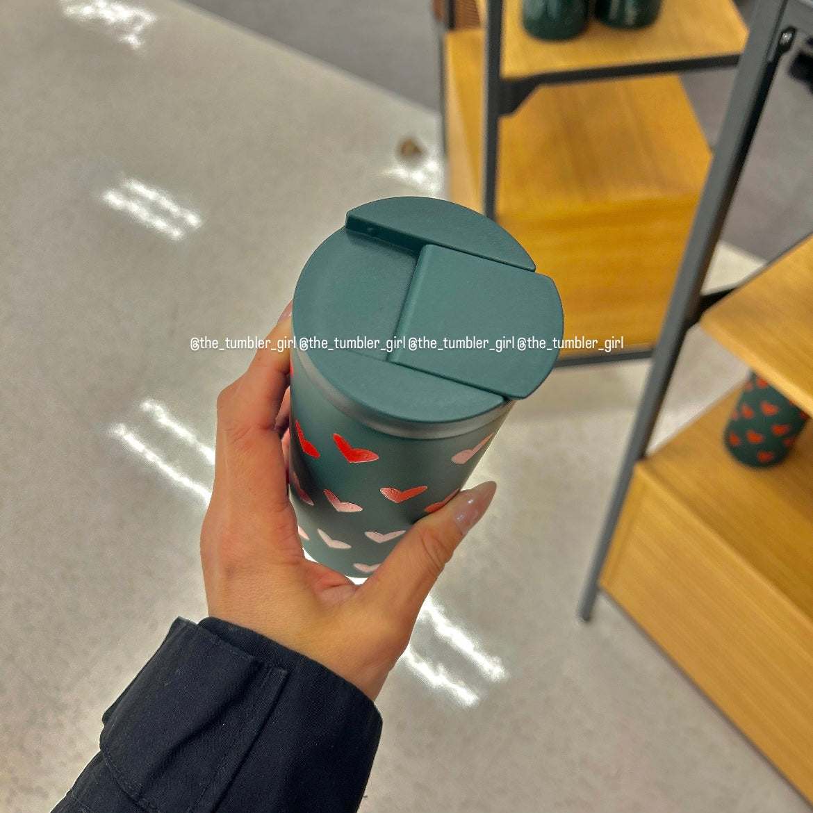 Starbucks 2026 Valentines Heart Green & Red SS Bottle Tumbler