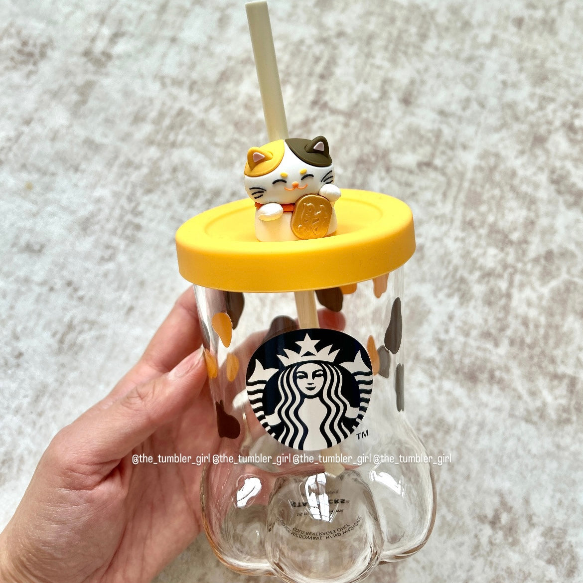 Starbucks Hong Kong Lucky Cat Paw Glass Cold Cup 12.2oz (READY TO SHIP)