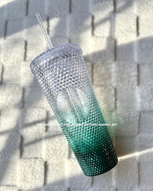 Starbucks Taiwan exclusive mint gradient studded 24oz (with clear crown topper)