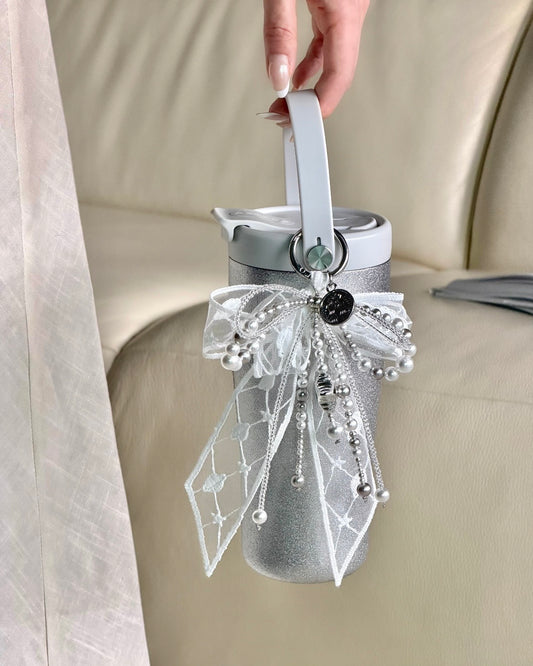 Starbucks China Violet Night Galaxy 21oz Fine Glitter Lace Silver Handle Stainless Steel Cup