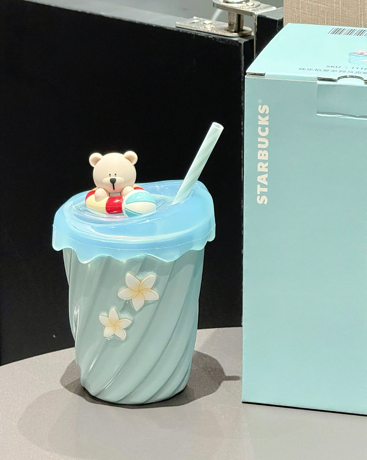 Starbucks China 2025 Happy Summer Mug 12oz Blue Ceramic Milk Bottle Cup with Straw (READY TO SHIP)