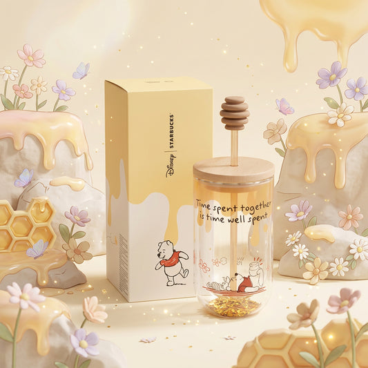 2026 Taiwan Release Winnie The Pooh Series 16oz Double Wall Glass Cold Cup (Ships Early November)