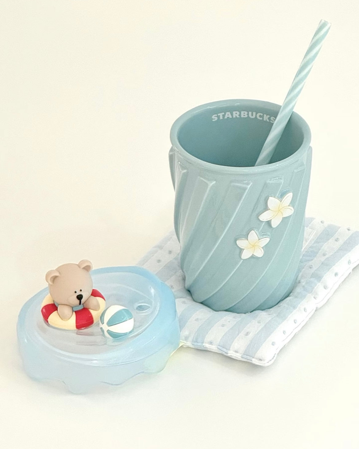 Starbucks China 2025 Happy Summer Mug 12oz Blue Ceramic Milk Bottle Cup with Straw (READY TO SHIP)