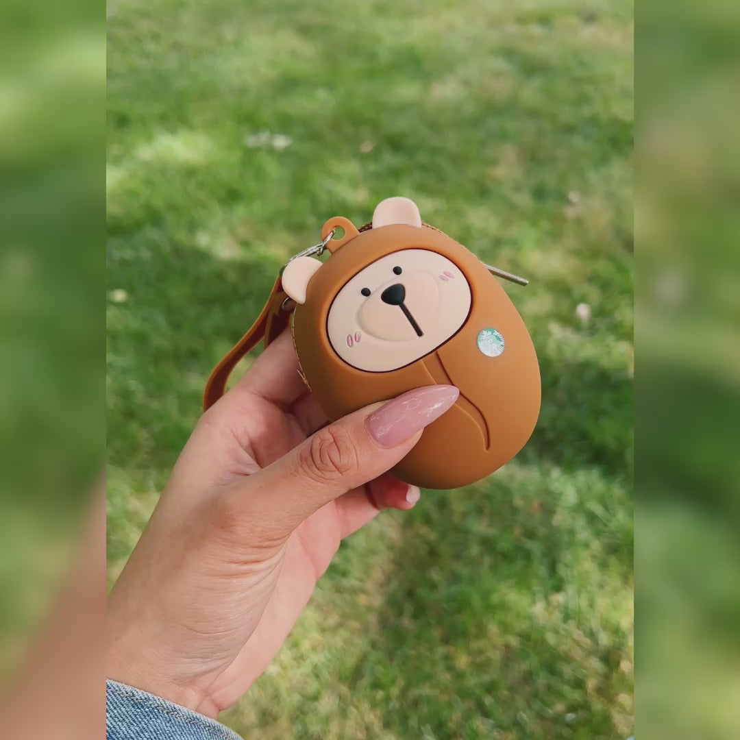 Starbucks China exclusive strawberry/coffee bean coin bag keychain