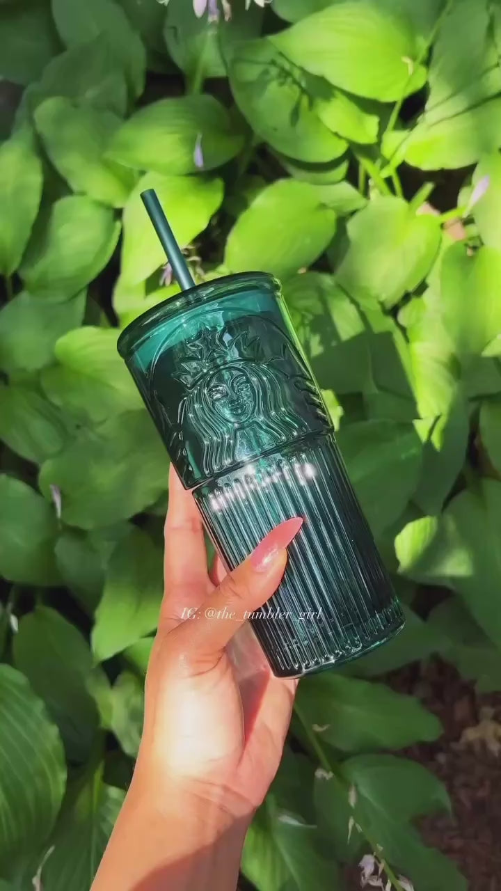 コップ Starbucks China 18oz Emerald Green Glass Cold Cup (READY TO SHIP